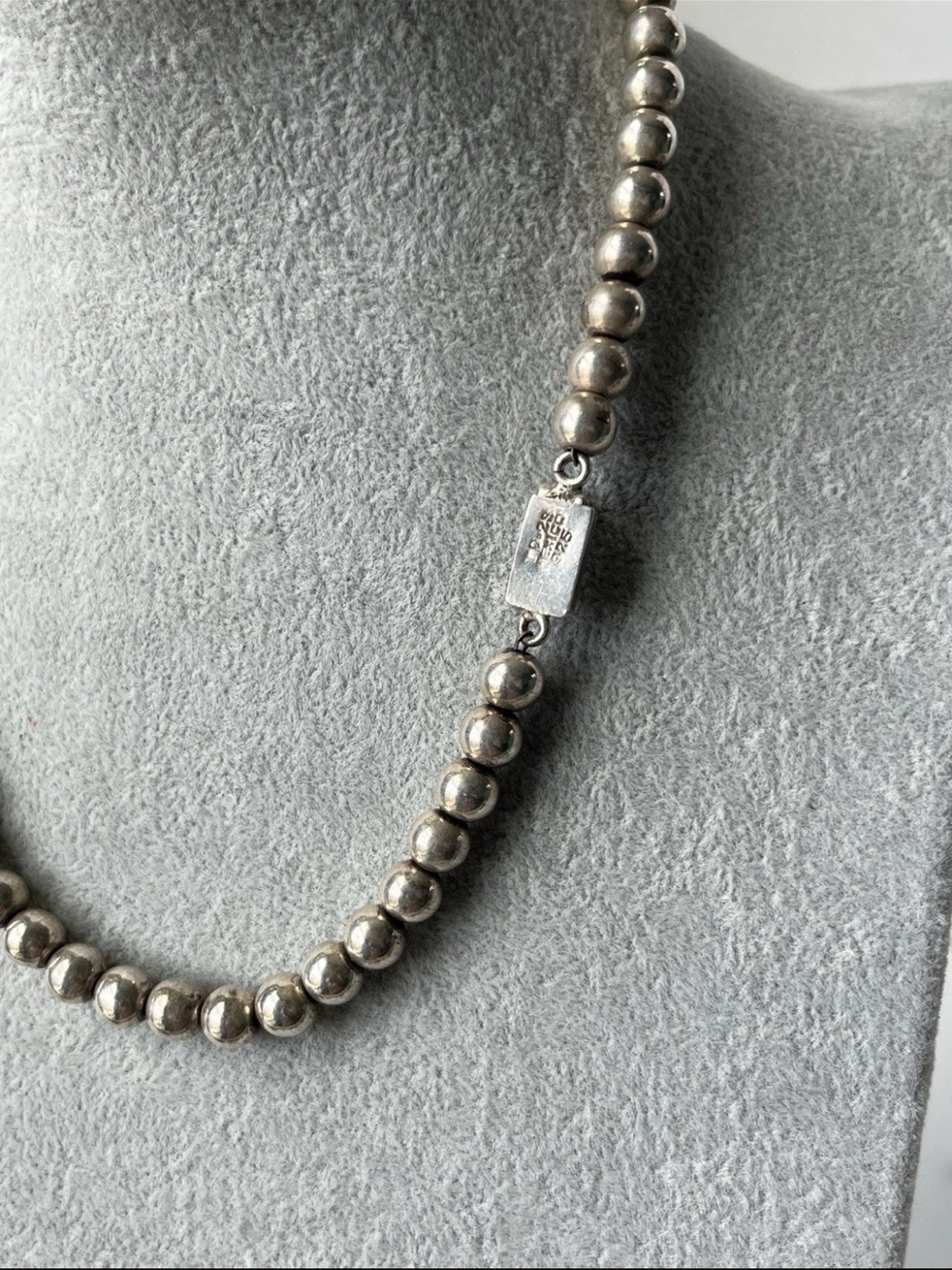 Long Strand Taxco Mexico Balls Beaded Necklace Heavy 55g 925 Sterling Silver 18” - Picture 3 of 5